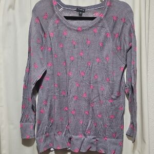 torrid Gray Sweater with Pink Flamingo Motif
